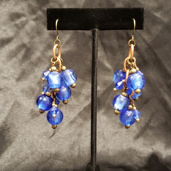Jewelry - Blue Metallic Lamp work glass earrings